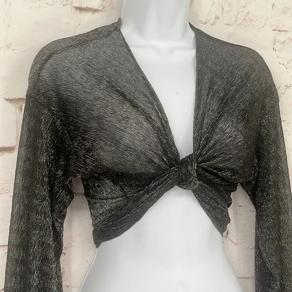 DIOSA Sheer Metallic Wrap Top, Size M - Picture 3 of 10
